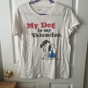 Peanuts Lucy & Snoopy ‘My Dog is my Valentine’ White T-Shirt